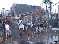 Scene of the bombing in Kuta, Bali, in 2002